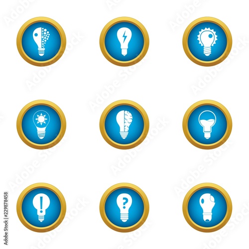 Electron tube icons set. Flat set of 9 electron tube vector icons for web isolated on white background