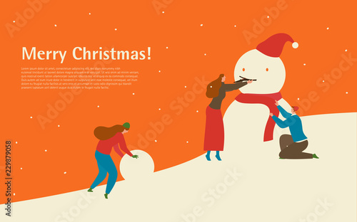 Vector Illustration_Let's make a snowman 