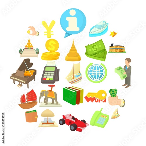 Dismal science icons set. Cartoon set of 25 dismal science vector icons for web isolated on white background