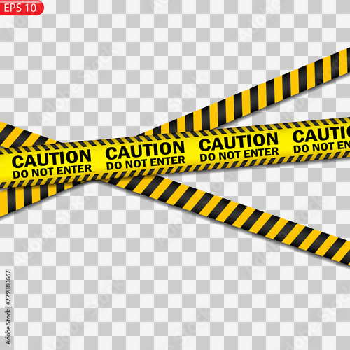 Black and yellow caution lines isolated