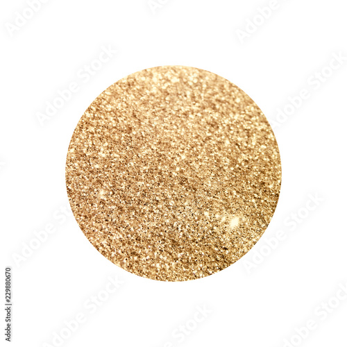 Round with gold glitter isolated on white background. Can be used as place for your text, design element