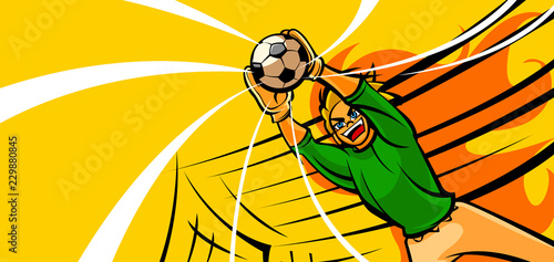 Goalkeeper diving to catch a soccer ball