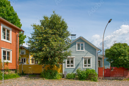 a row of colorful houses in Porvoo, Finland