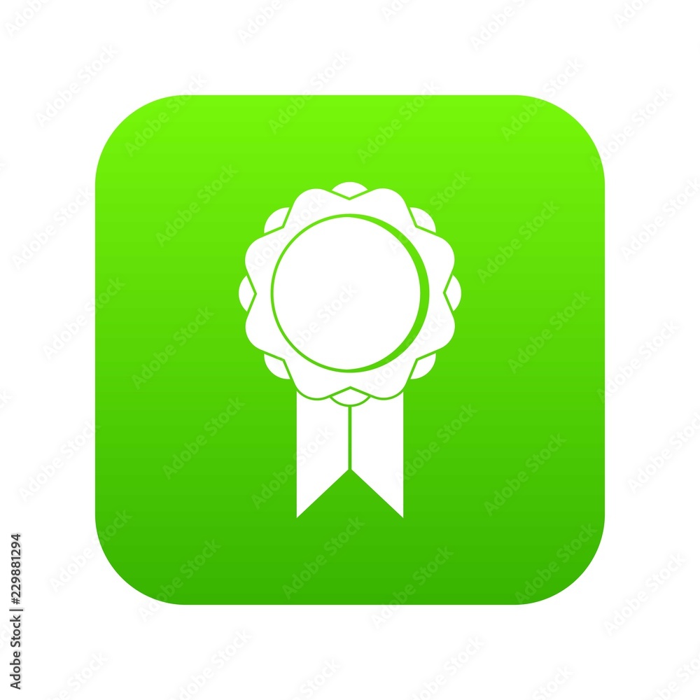 Rosette with ribbon icon digital green for any design isolated on white vector illustration