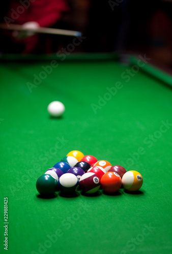billiards game closeup