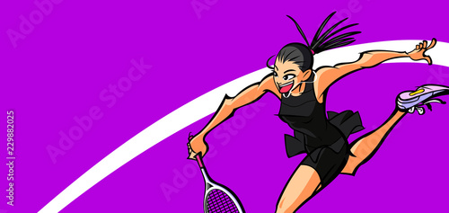Woman playing tennis and smiling