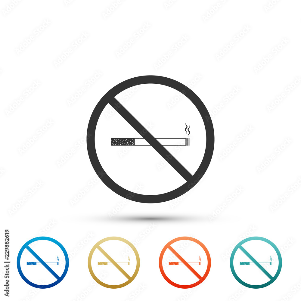 No Smoking sign isolated on white background. Cigarette symbol. Set elements in colored icons. Flat design. Vector Illustration No Smoking sign isolated on white background. Cigarette symbol. Set elements in colored icons. Flat design. Vector Illustration