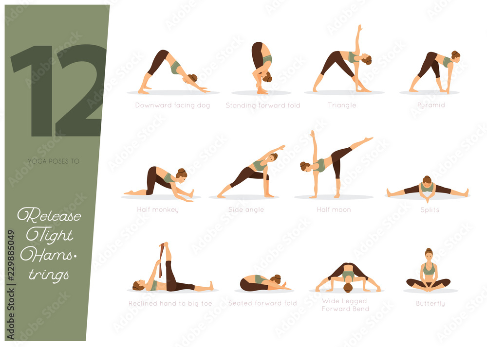 Plakat 12 Yoga poses to release tight hamstrings