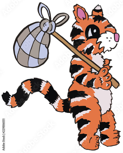 Hobo Adventure Travelling Cat Vector Illustration