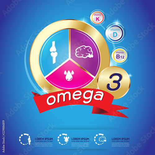 Omega Vitamins Calcium or Nutritions Logo Vector Background Products for Kid