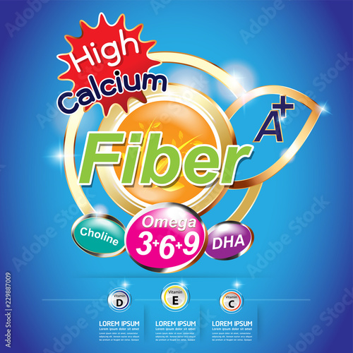 Omega Vitamins Calcium or Nutritions Logo Vector Background Products for Kid