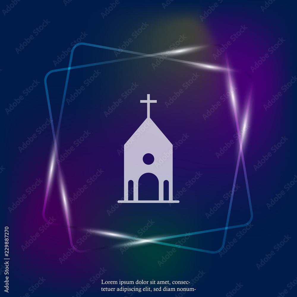 Church building neon light icon. Vector religious church illustration. Layers grouped for easy editing illustration. For your design.