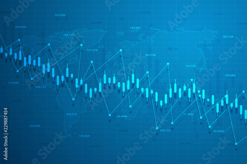 Stock market graph or forex trading chart for business and financial concepts, reports and investment on blue background . Vector illustration