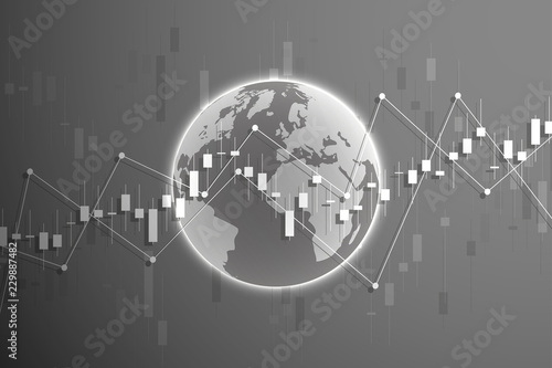 Stock market graph or forex trading chart for business and financial concepts, reports and investment on gray background . Vector illustration