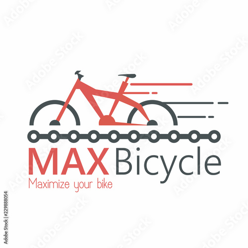Simple Bicycle Company Logo Template Vector with Bike Chain and max bicycle tag maximize your bike. 