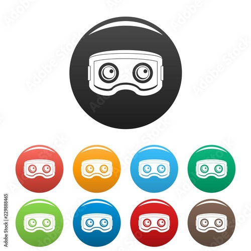 Vr glasses icons set 9 color vector isolated on white for any design