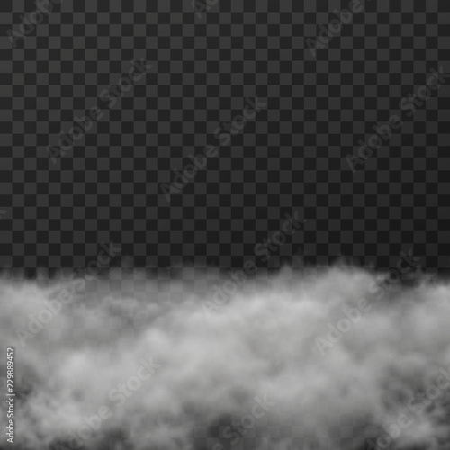 Vector illustration of white smoky clouds on transparent background