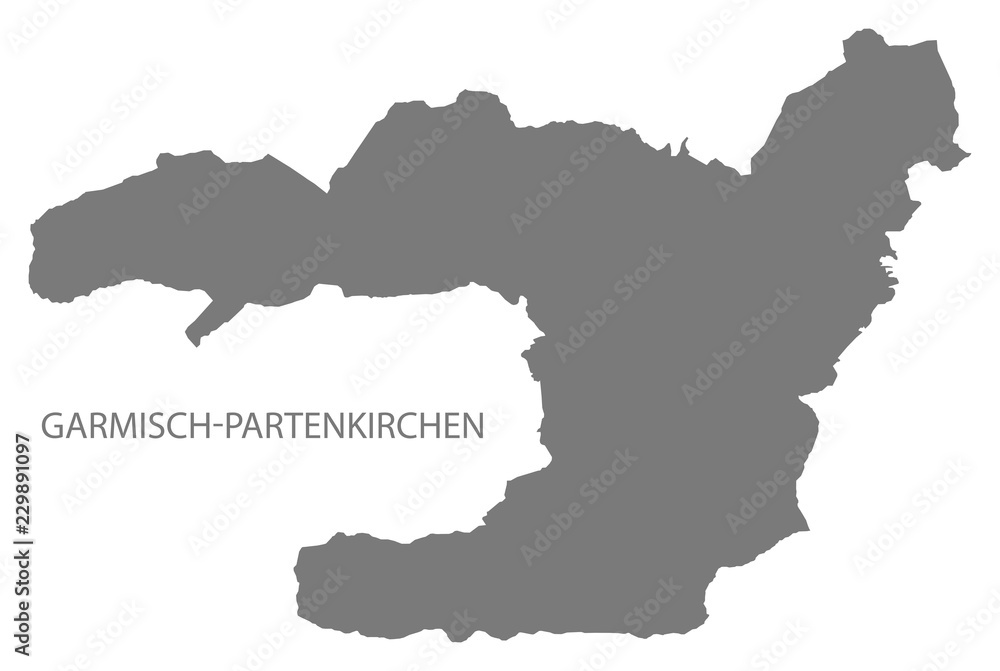 Garmisch-Partenkirchen administration area map grey illustration silhouette