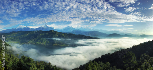 view of the Annapurna range from around Pokhara  Nepal