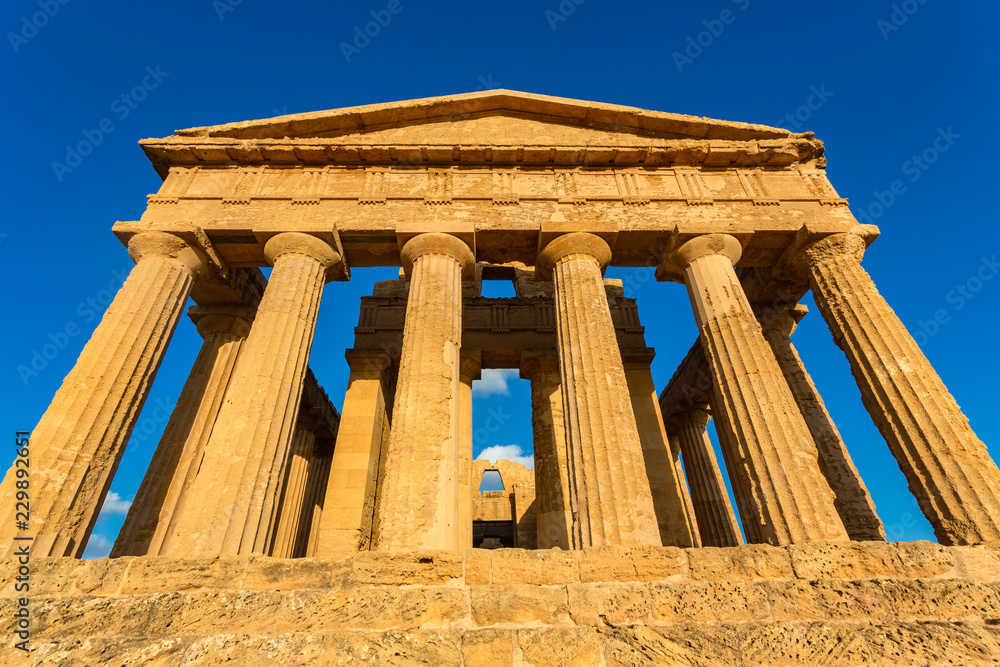 Temple of Concordia, located in the park of the Valley of the Temples in Agrigento, Sicily, Italy