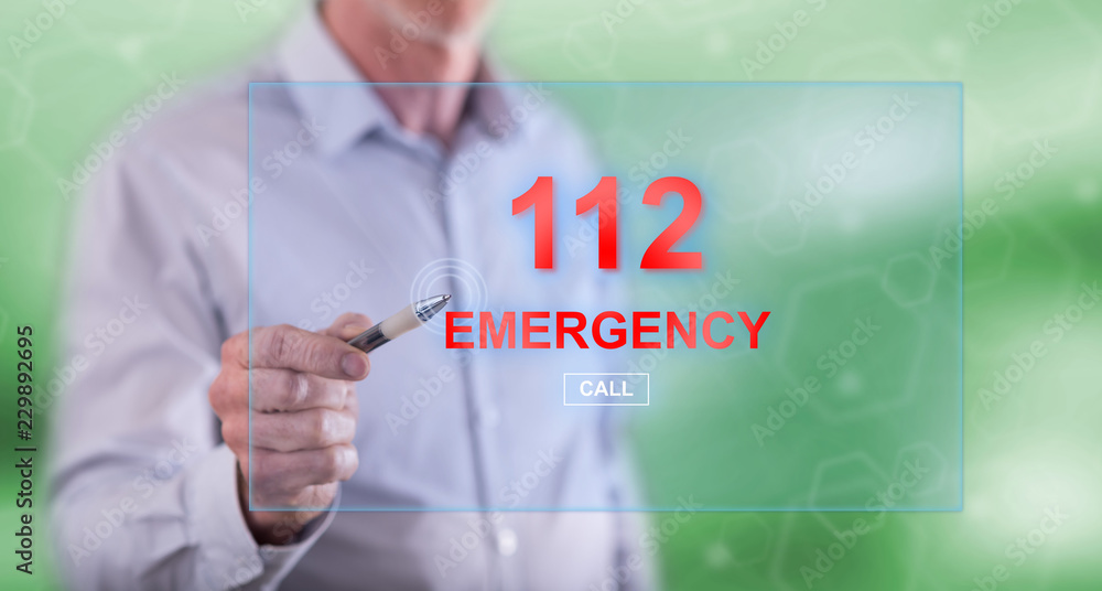 Man touching an emergency concept Man touching an emergency concept