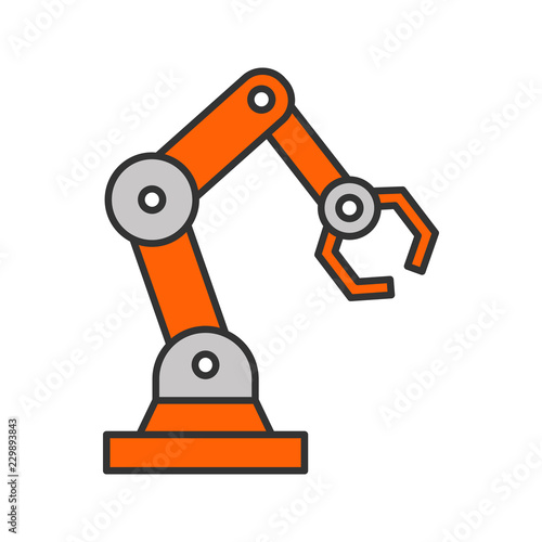 Industrial robotic arm color icon
