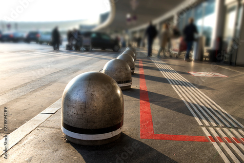 Photography Concrete barriers for stopping to enter airport building in Vienna