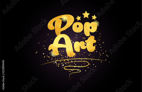 pop art star golden color word text logo icon