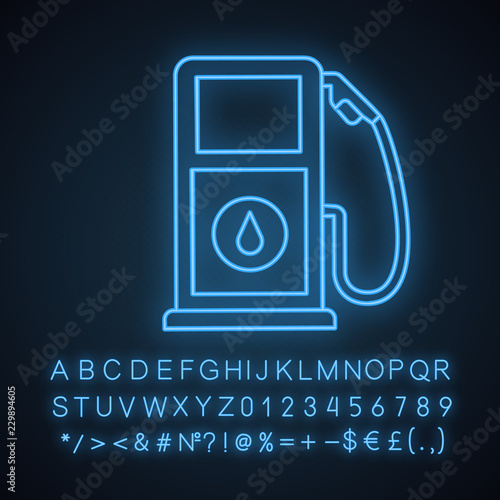 Filling station neon light icon