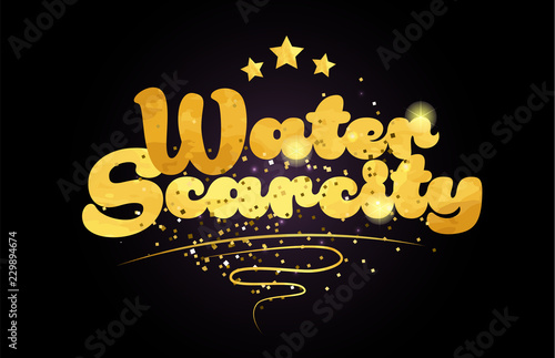 water scarcity star golden color word text logo icon