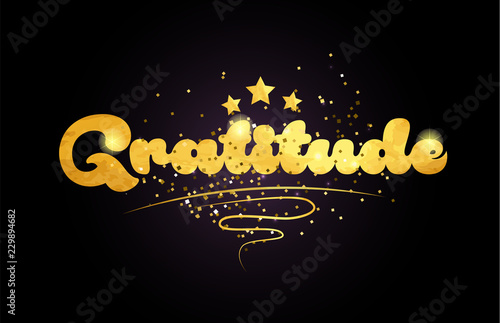 gratitude star golden color word text logo icon