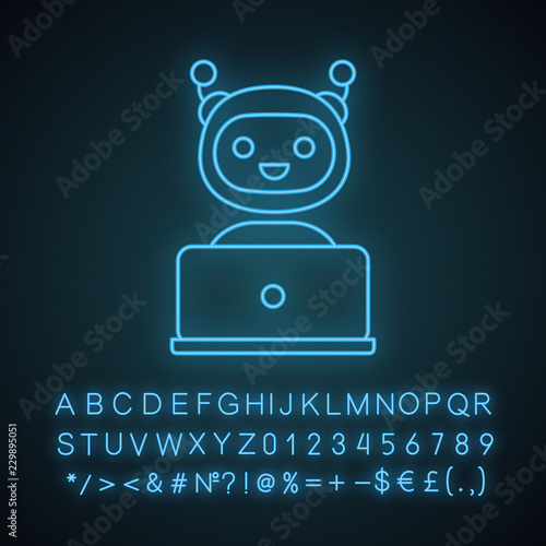 Chatbot neon light icon