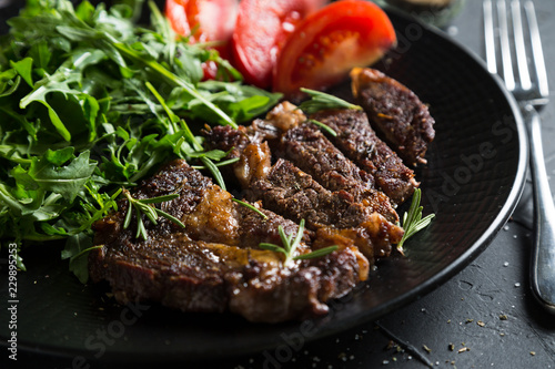 Grilled beef entrecote with vegetables