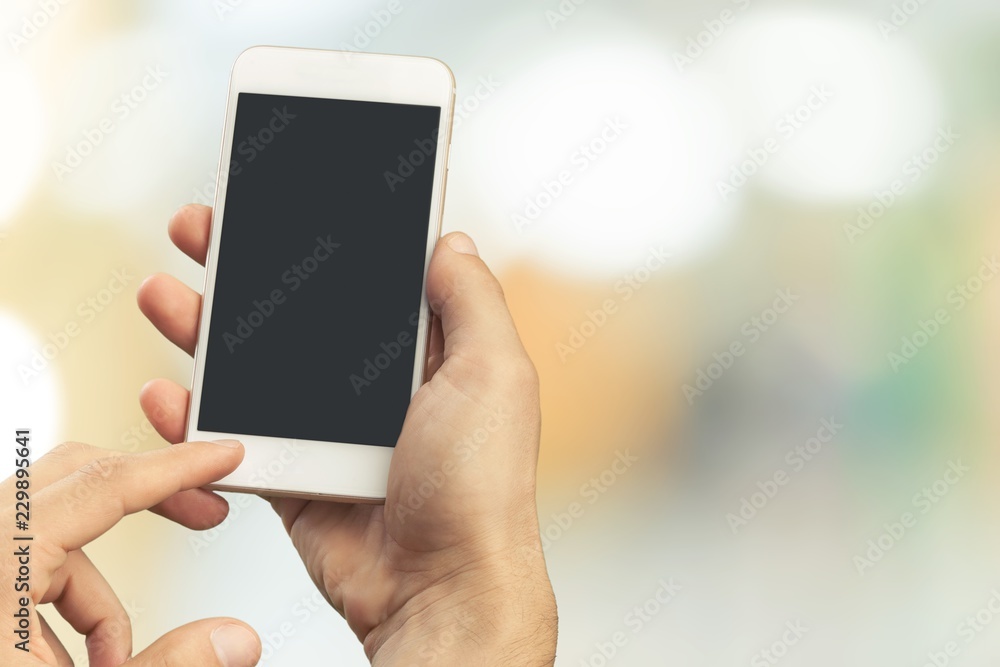 Cell phone blank person using background business