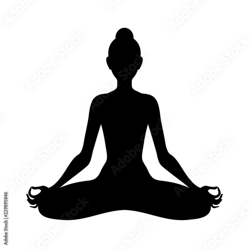 Meditating woman in lotus pose. Yoga illustration.
