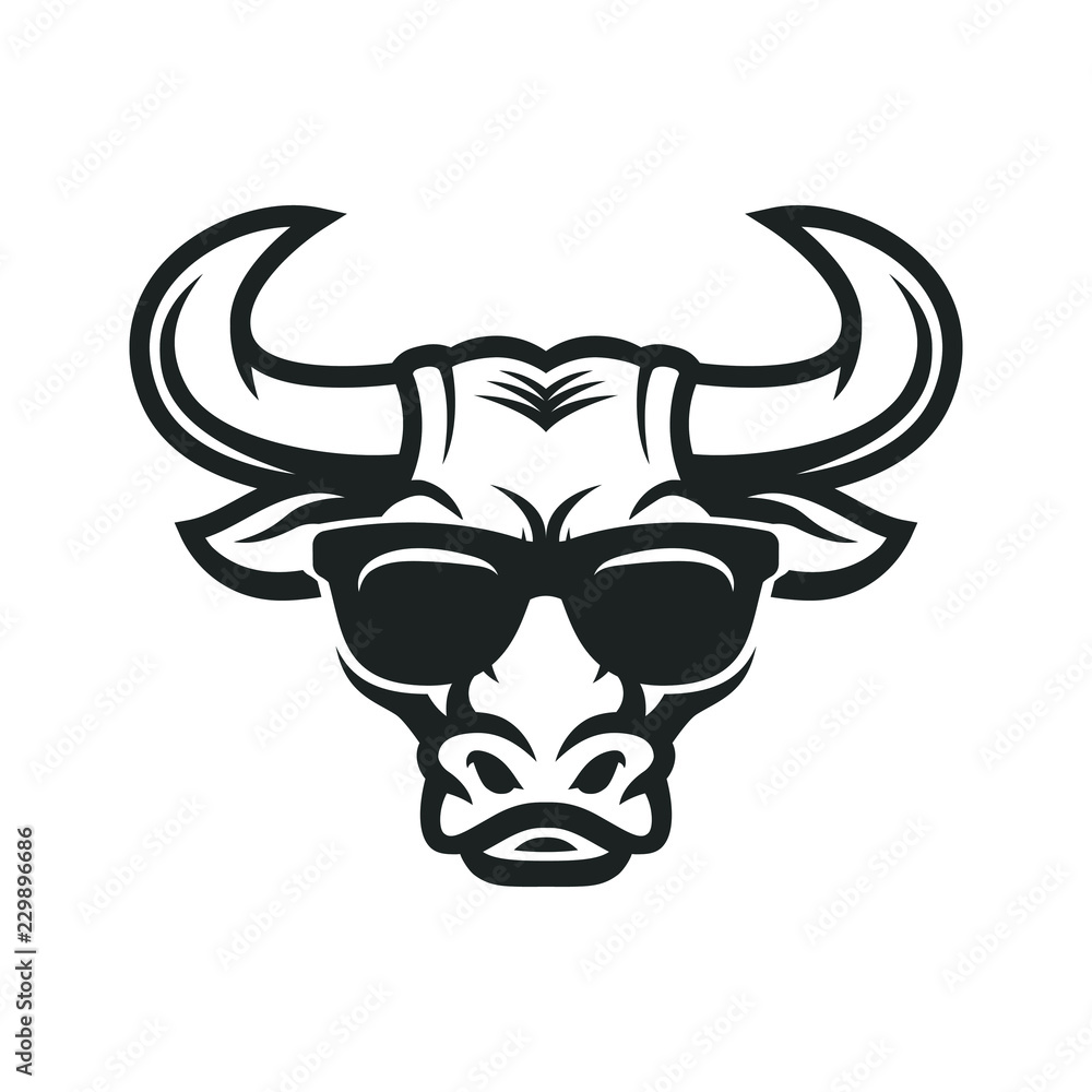 Bull head in sunglasses mascot. Cool Buffalo Stock Vector | Adobe Stock