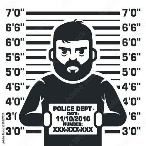 Arrested the thief. A criminal who takes a mug shot