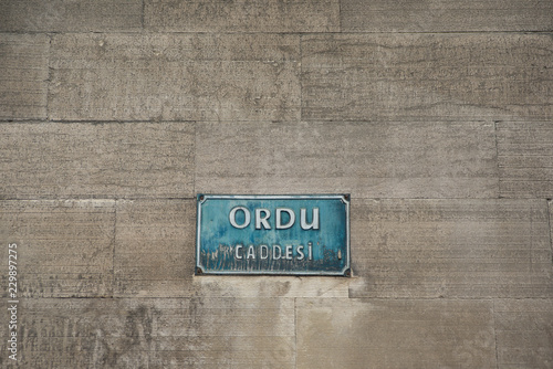 Ordu caddesi street sign in the old town in Istanbul photo