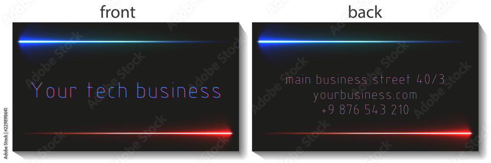 business card design with linear energy beam. with transparent glow effect. business card design with linear energy beam. with transparent glow effect.