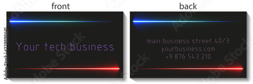 business card design with linear energy beam. with transparent glow effect.