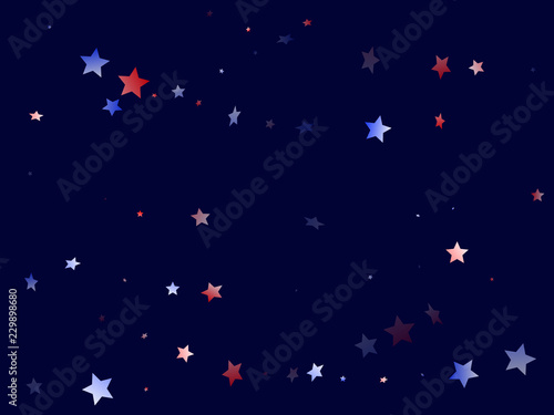 Flying red blue white star sparkles vector american patriotic background. © SunwArt