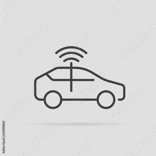 Autonomous car icon in flat style isolated on grey background.