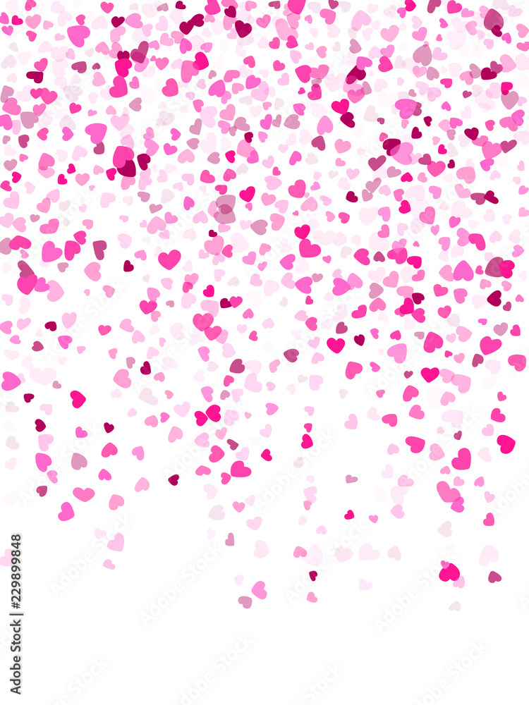 Hearts confetti flying vector background graphic design.