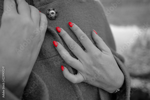 beautiful manicure on female hand close up bw © Alexey Shatrov