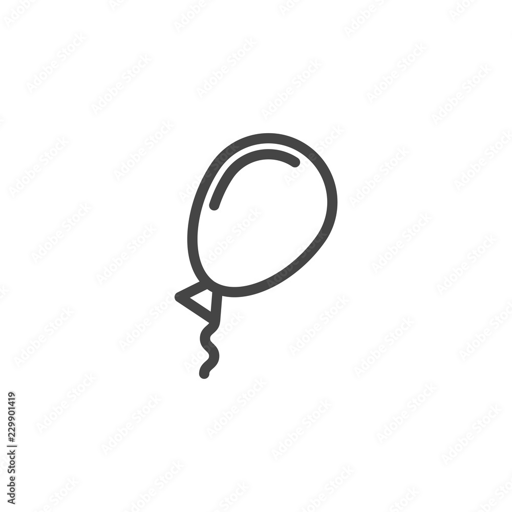 Helium Balloon flies up simple line icon. Symbol of holiday, parties, childrens events. Contour logo. Vector isolated