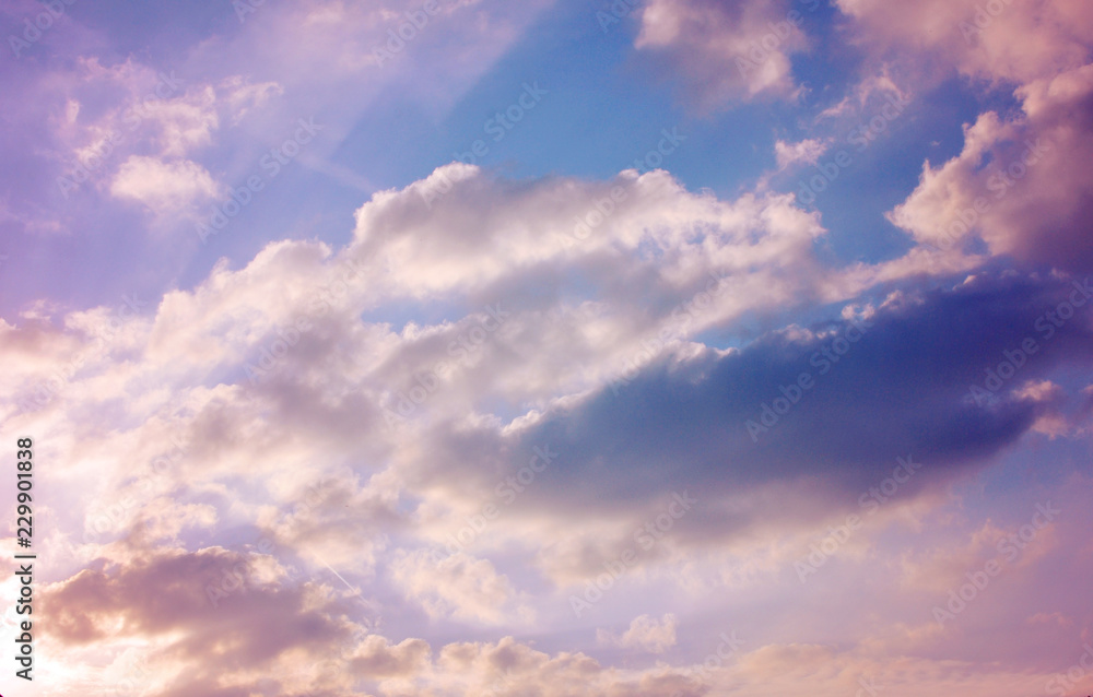 Pastel pink clouds, beautiful colorful cloudscape Pastel pink clouds, beautiful colorful cloudscape