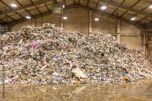 Residual plastic waste in municiple recycling facility