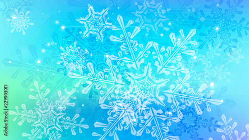 Snowflakes and festive lights - vector background with beautiful snowflakes that merrily shine and shimmer in color space