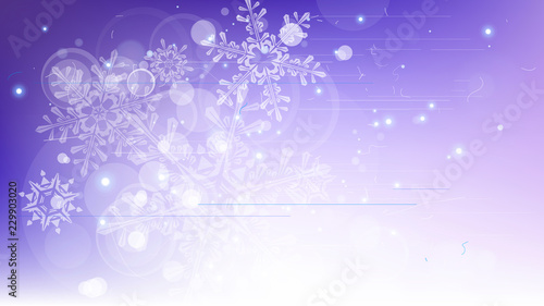 Snowflakes and festive lights - vector background with beautiful snowflakes that merrily shine and shimmer in color space