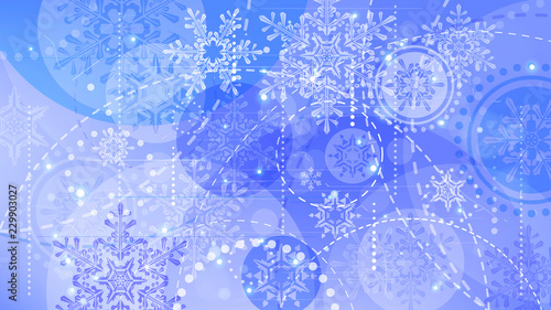Snowflakes and festive lights - vector background with beautiful snowflakes that merrily shine and shimmer in color space